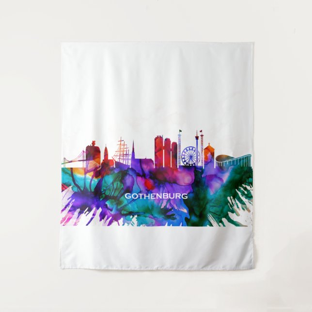 Göthenburg Skyline Wandteppich (Vorderseite)