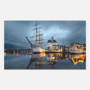 Gothenburg, Sweden, scenic port Rechteckiger Aufkleber