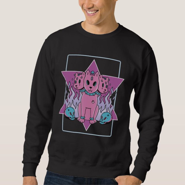 Gothic 3 Heads Cats Sweatshirt (Vorderseite)