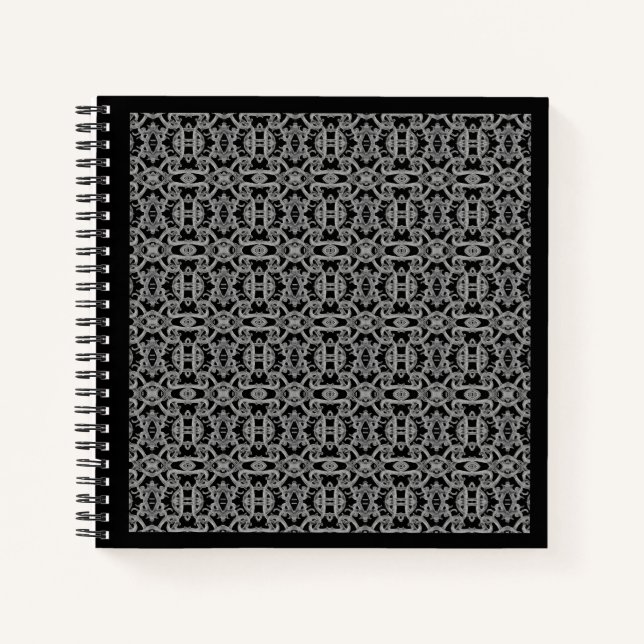 GOTHIC 8.5x8.5 SpiralNotebook / Schwarz Notizbuch (Vorderseite)