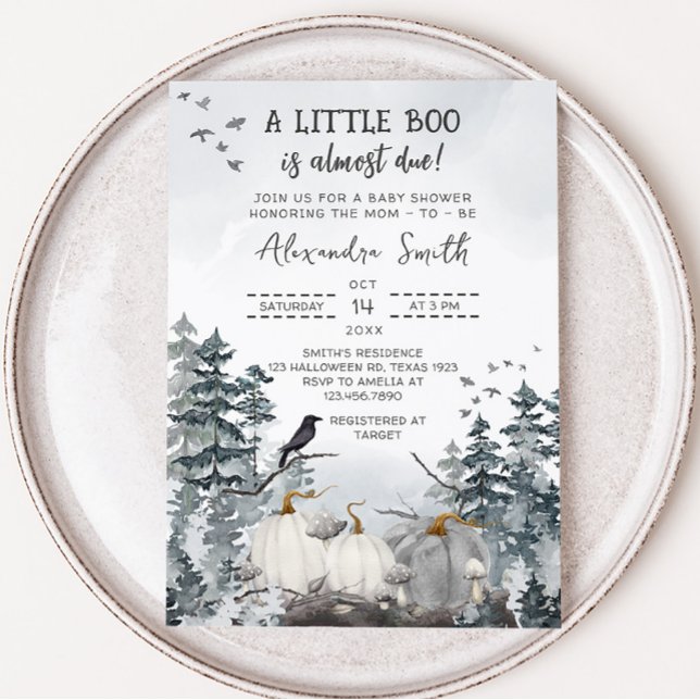 Gothic A Little Boo Baby Dusche Einladung (Gothic Forest Baby Shower Invitation)