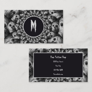 Gothic abstrakte Totenköpfe Schwarz-Weiß-Monogramm Visitenkarte