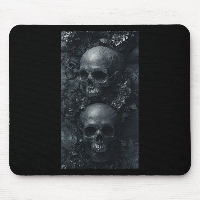 Gothic Aesthetic Grunge Skull Art Botanischer Edgy Mousepad (Vorne)
