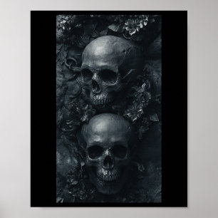 Gothic Aesthetic Grunge Skull Art Botanischer Edgy Poster