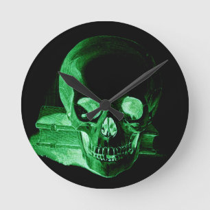Gothic altered Light Green vintage Skull Runde Wanduhr