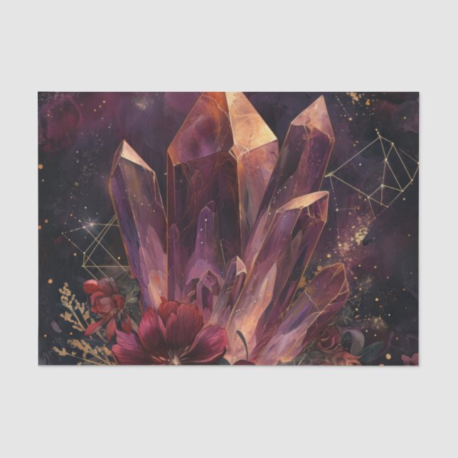 Gothic Amethyst Blumen Galaxy Muster Seidenpapier (Vorderseite)