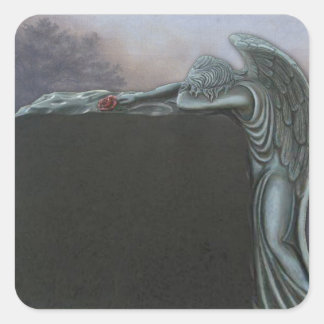 Gothic Angel Grabstein im Friedhof Halloween Quadratischer Aufkleber