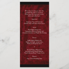 Gothic Angel on Red Velvet Wedding Menu Menükarte
