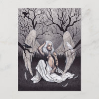 Gothic Angel Schwarz-weiß Hope Despair Postcard