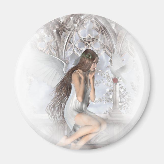 Gothic Angel und ihre Dove Vignette Magnet (Vorne)