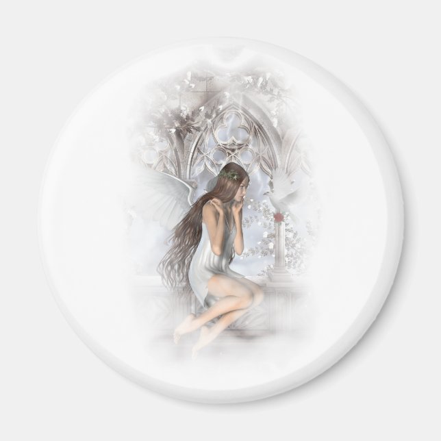 Gothic Angel und ihre Dove Vignette Magnet (Vorne)