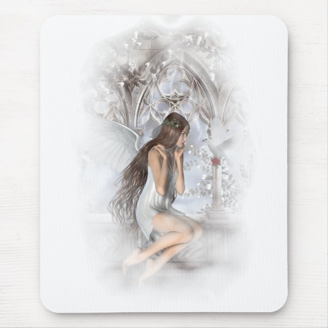 Gothic Angel und ihre Dove Vignette Mousepad (Vorne)
