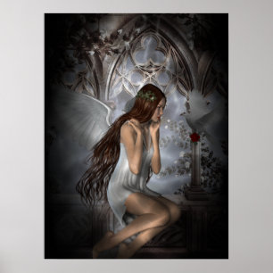 Gothic Angel und ihre Dove Vignette Poster