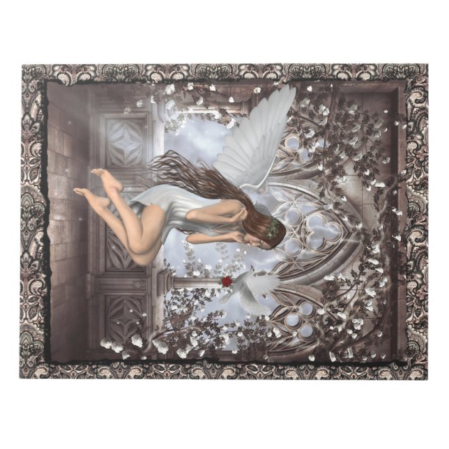 Gothic Angel und ihre Taube Notizblock (Vorderseite)