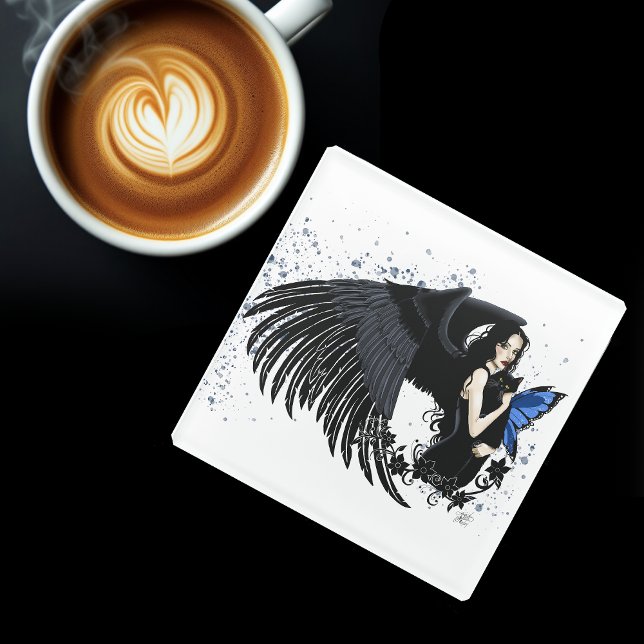 Gothic Angel Wings Black Cat Glasuntersetzer (Von Creator hochgeladen)