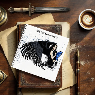 Gothic Angel Wings Black Cat Notizbuch
