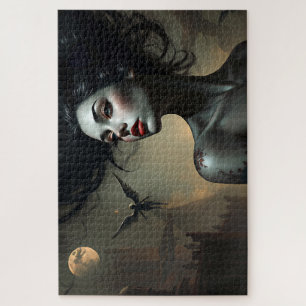 Gothic Angel Woman - Dark Fantasy Art Puzzle