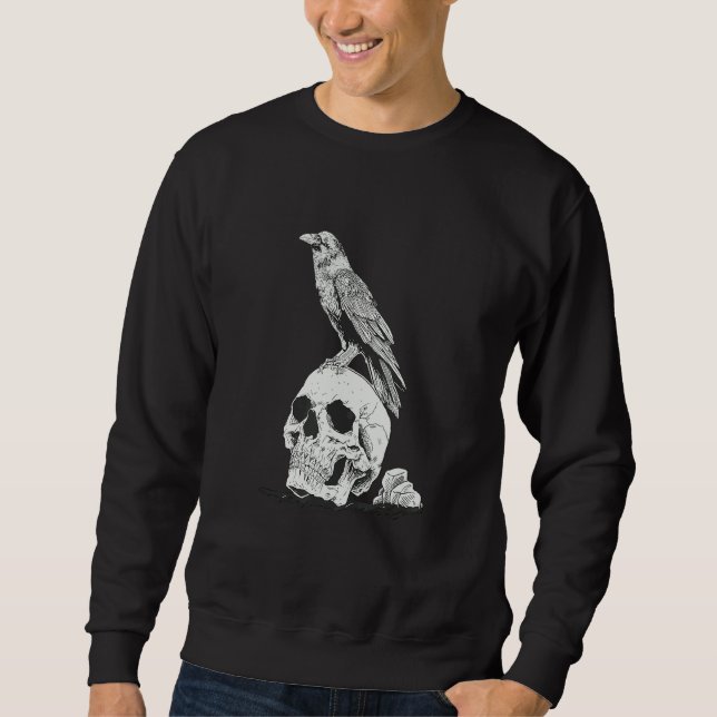 Gothic Animal Raven Creepy Bird Skull Spooky Vikin Sweatshirt (Vorderseite)