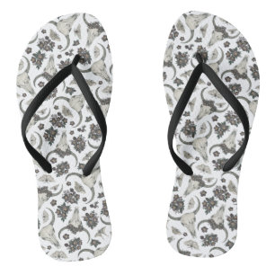 Gothic Animal Skull mit Blume Muster Flip Flops