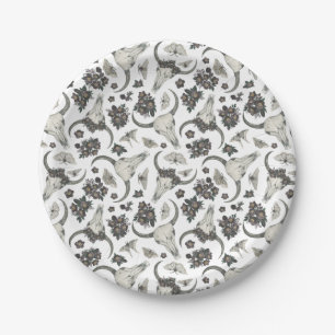 Gothic Animal Skull mit Blume Muster Pappteller