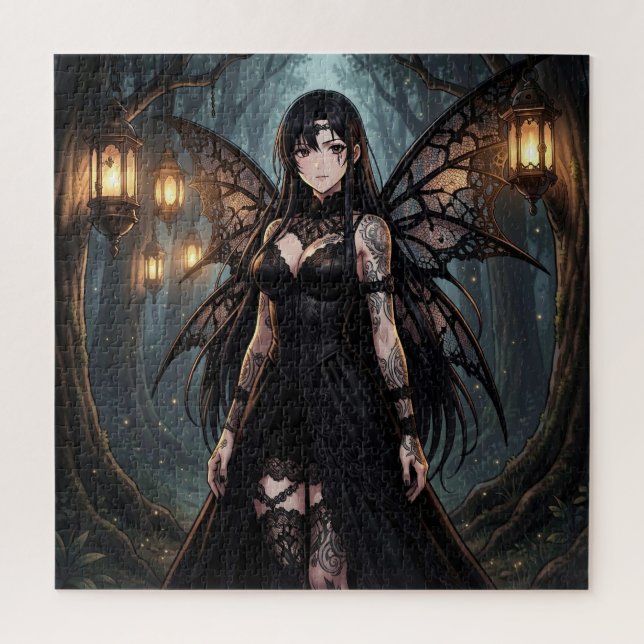 Gothic Anime Fairy Girl in Enchanted Forest Puzzle (Vertikal)