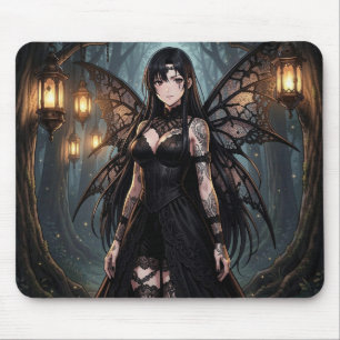 Gothic Anime Fee-Mädchen im verzauberten Wald Mousepad