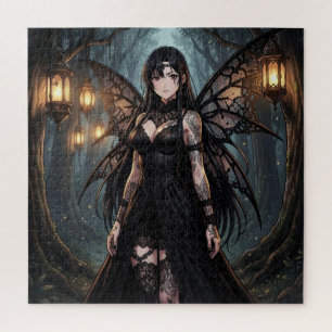 Gothic Anime Fee-Mädchen im verzauberten Wald Puzzle