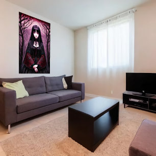 Gothic Anime Girl   AI Art Poster