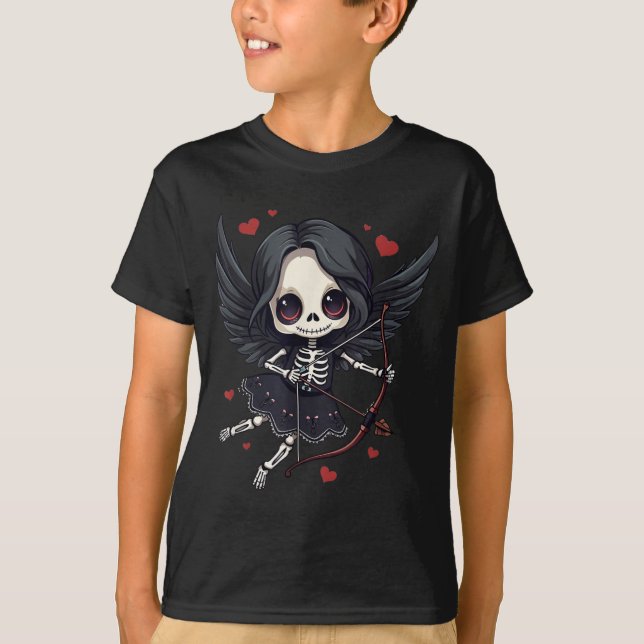 Gothic Anime Skeleton Cud – Dark Valentine Kawaii  T-Shirt (Vorderseite)