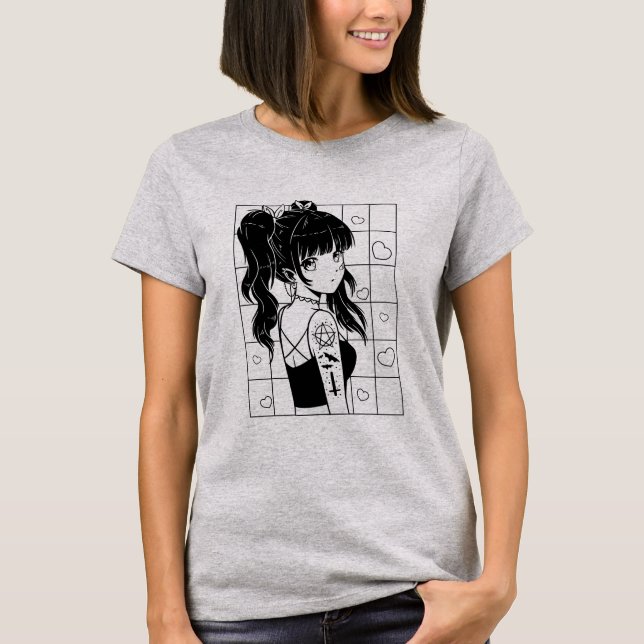 Gothic Anime Woman T-Shirt (Vorderseite)