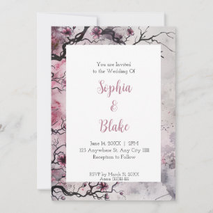 Gothic Aquarell Kahle Äste Alt Hochzeit Einladung