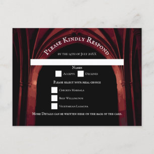 Gothic Arch Elegant Hochzeit Dunkelschwarz Rot Feiertagspostkarte