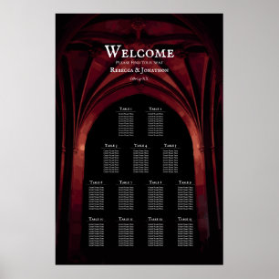 Gothic Arch Elegant Hochzeit Dunkelschwarz Rot Poster