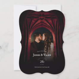 Gothic Arch Elegant Wedding Dark Save the Date Einladung