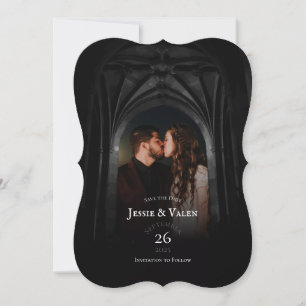 Gothic Arch Elegant Wedding Dark Save the Date Einladung