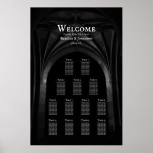 Gothic Arch Elegante Hochzeit Dunkelschwarz & Weiß Poster