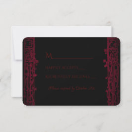 Gothic Arch Trellis and Skulls Wedding RSVP Karte