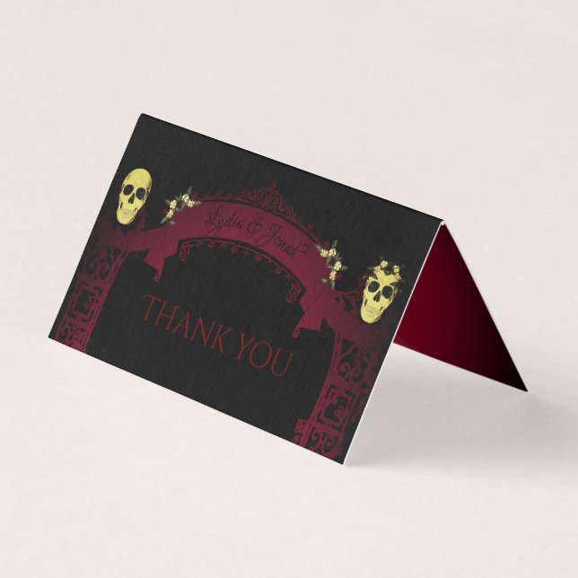 Gothic Arch Trellis and Skulls Wedding Vielen Dank (Vorderseite)
