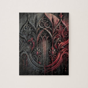 Gothic Arched Art Puzzle - Intriccient Black and R