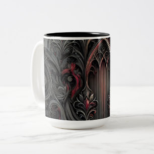 Gothic Arched Design Coffee Tasse - Black and Red