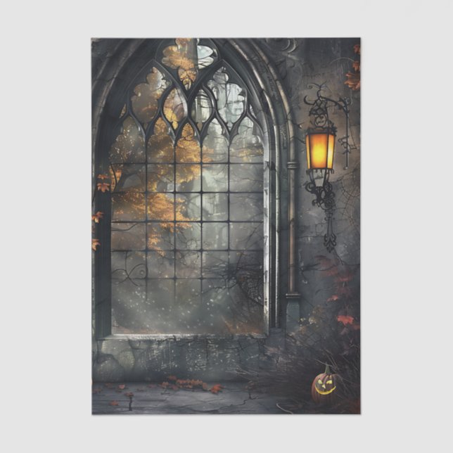 Gothic Arched Window by lamplight Decoupage Seidenpapier (Vorderseite)