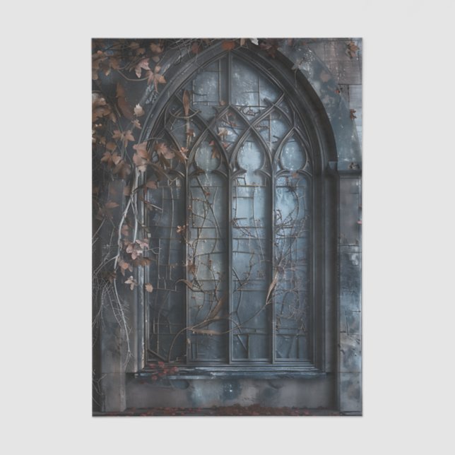 Gothic Arched Window trailing ivy Decoupage Seidenpapier (Vorderseite)