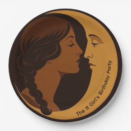 Gothic Art Deco Girl and Crescent Moon editable Pappteller