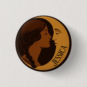 Gothic Art Deco Mädchen und Halbmond editierbar Button