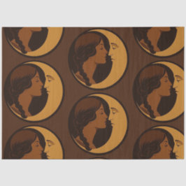 Gothic Art Deco Mädchen und Mondsichel Decoupage Seidenpapier