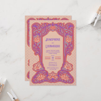 Gothic Art Nouveau - Lila & Rosenrot Einladung