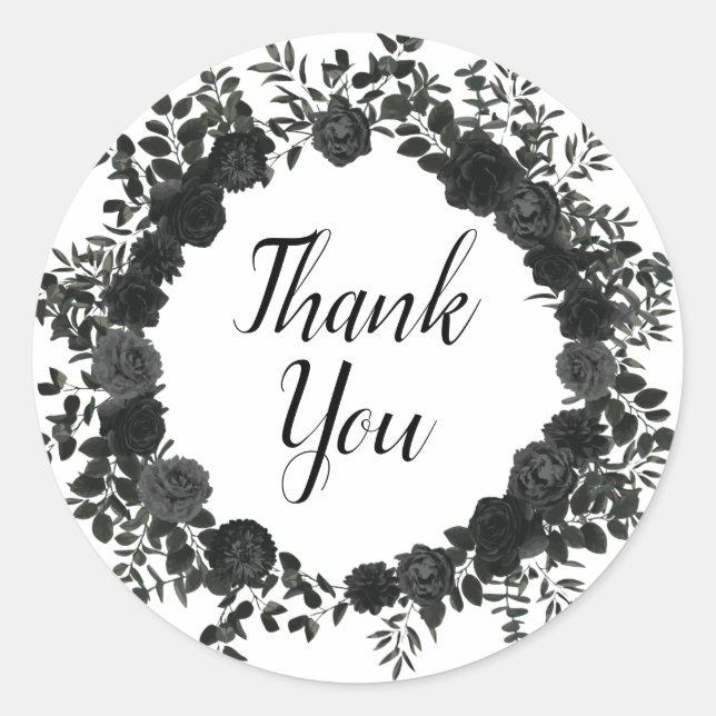 Gothic-Aufkleber der Rose Weiß und Schwarz bevorzu Runder Aufkleber (Vorderseite)