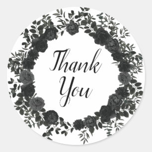 Gothic-Aufkleber der Rose Weiß und Schwarz bevorzu Runder Aufkleber