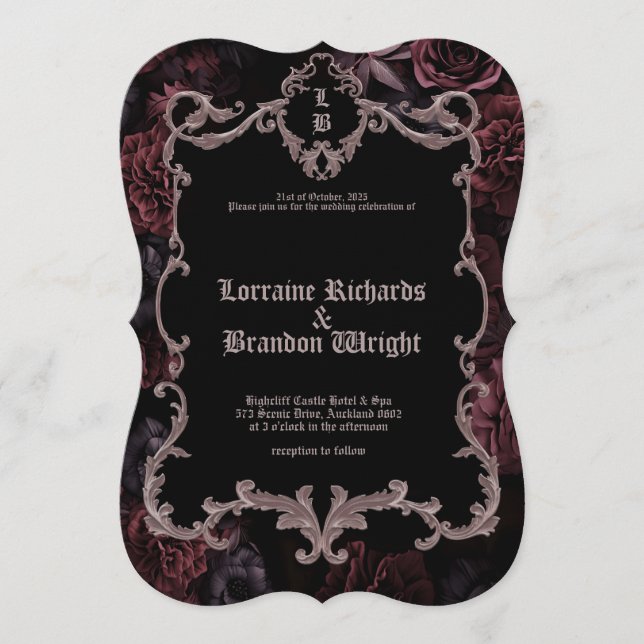 Gothic Aurelian Nightfall Wedding Invitation Einladung (Vorderseite)
