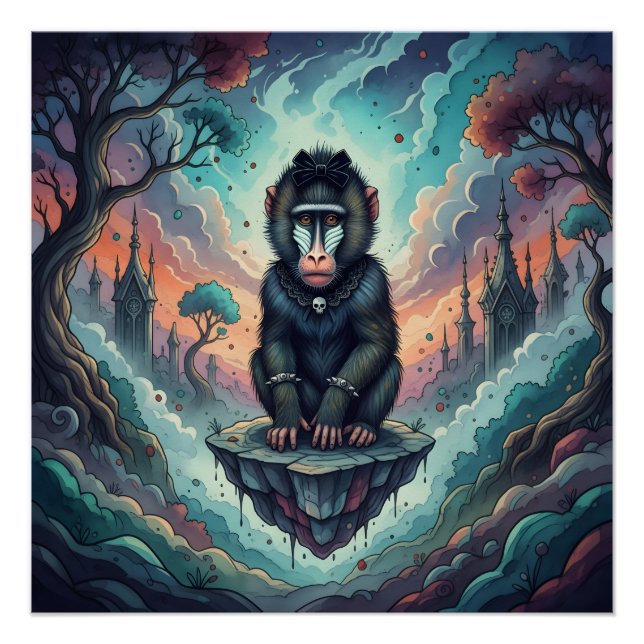 Gothic Baboon Dreamscape Poster (Vorderseite)